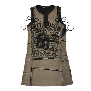 Deadstock Vintage Y2K Salvage grunge punk goth lace-up tank dress Size M